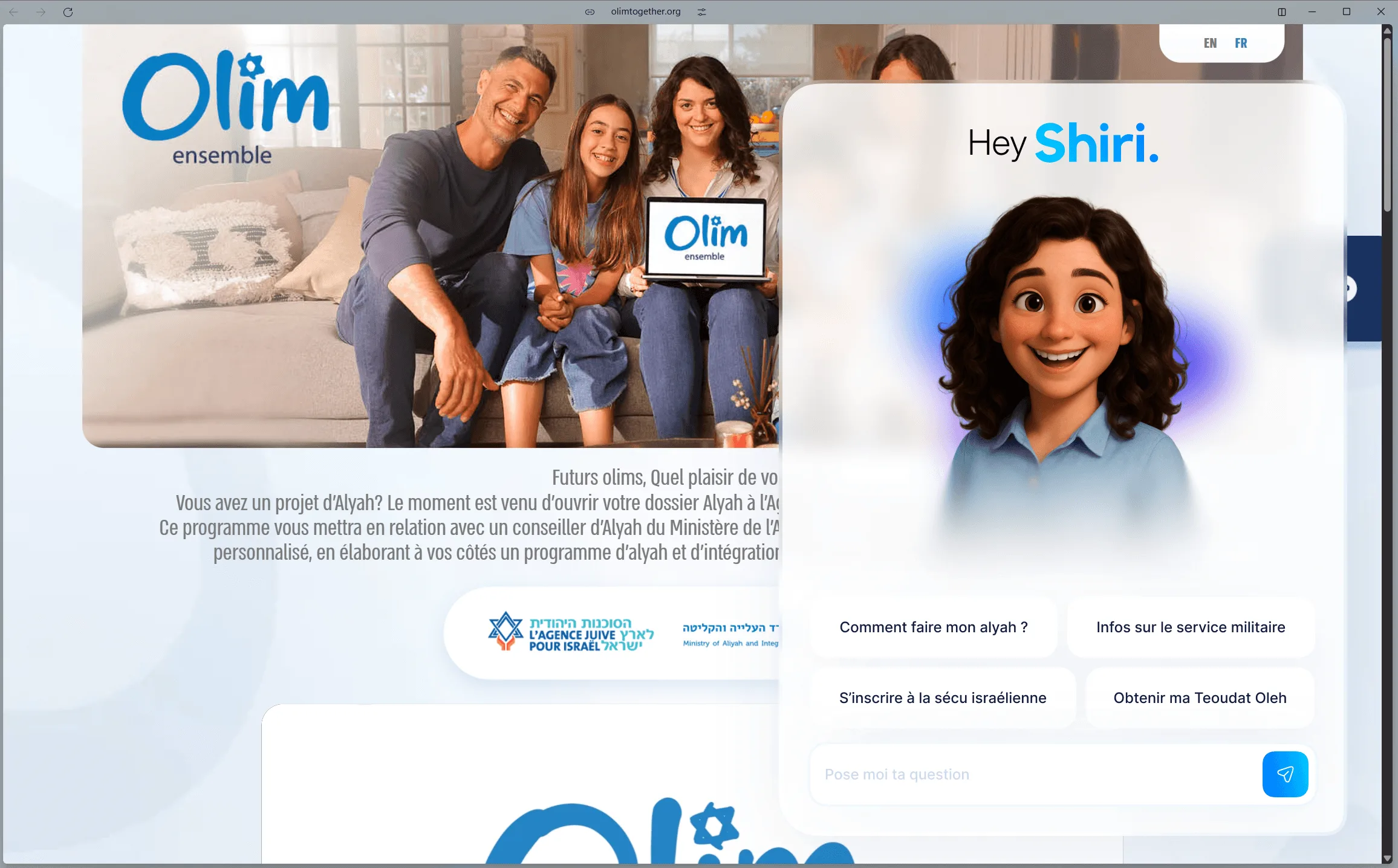 Shiri intégrée au site Olim Together
