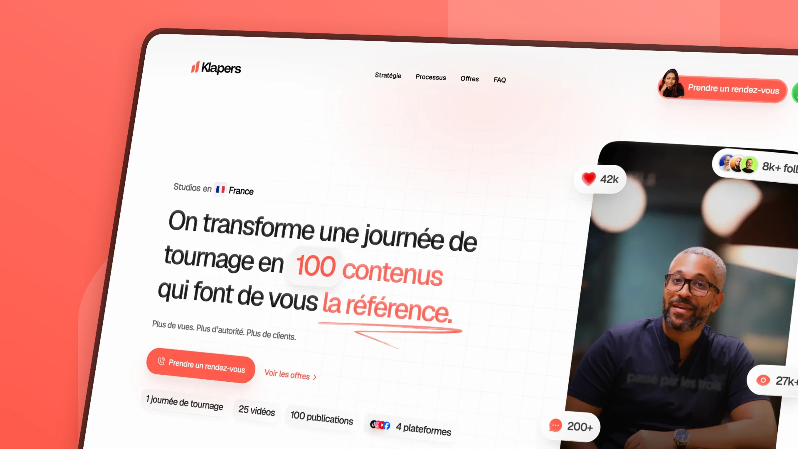 The Klapers website on a tilted screen